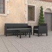 Set de muebles de jardín 3 pzas cojines PP ratán gris antracita