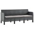 Set de muebles de jardín 3 pzas cojines PP ratán gris