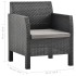 Set de muebles de jardín 2 pzas cojines PP ratán gris