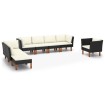 Set muebles de jardín 9 pzas ratán sintético eucalipto negro