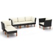 Set muebles de jardín 9 pzas ratán sintético eucalipto negro