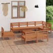 Juego muebles de jardín 9 pzas madera maciza pino marrón miel