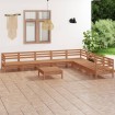 Juego muebles de jardín 9 pzas madera maciza pino marrón miel