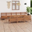 Set de muebles de jardín 11 pzas madera maciza pino marrón miel