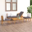 Muebles de jardín 4 piezas con cojines madera maciza de acacia