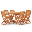 Set de comedor de jardín plegable 7 pzas madera eucalipto