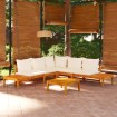 Set muebles de jardín 4 pzas cojines crema madera de acacia