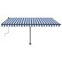 Toldo de pie retráctil manual azul y blanco 400x300