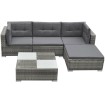 Set de muebles de jardín 5 pzas y cojines ratán sintético gris