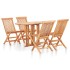 Set de comedor de jardín plegable 5 piezas madera maciza