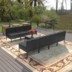 Set de muebles de jardín 8 pzas y cojines ratán sintético negro