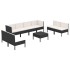 Set muebles de jardín 9 pzas y cojines ratán sintético