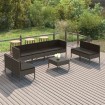 Set de muebles de jardín 9 pzas y cojines ratán sintético gris