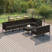 Set de muebles de jardín 9 pzas y cojines ratán sintético negro