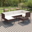 Set muebles de jardín 7 pzas y cojines ratán sintético marrón