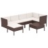 Set muebles de jardín 7 pzas y cojines ratán sintético