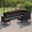 Set de muebles de jardín 9 pzas cojines ratán sintético negro