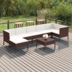 Set muebles de jardín 8 pzas y cojines ratán sintético marrón