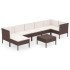 Set muebles de jardín 8 pzas y cojines ratán sintético