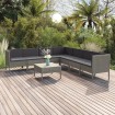 Set de muebles de jardín 8 pzas y cojines ratán sintético gris