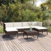 Set muebles de jardín 7 pzas y cojines ratán sintético marrón