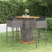 Set muebles de bar jardín 5 pzas y cojines ratán sintético gris