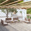 Set muebles de jardín 8 piezas y cojines ratán sintético marrón