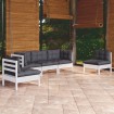 Muebles de jardín 5 pzas con cojines madera maciza de pino