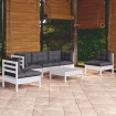 Muebles de jardín 6 pzas con cojines madera maciza de pino