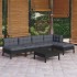 Muebles de jardín 6 pzas con cojines negro madera de