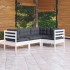 Muebles de jardín 4 pzas con cojines blanco madera de