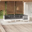 Muebles de jardín 6 pzas con cojines blanco madera maciza pino