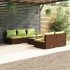 Set muebles de jardín 6 piezas y cojines ratán sintético