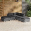 Set de muebles de jardín 5 pzas y cojines ratán sintético gris