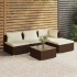 Set muebles de jardín 5 piezas y cojines ratán sintético