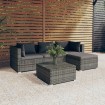 Set de muebles de jardín 5 pzas y cojines ratán sintético gris