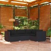 Set de muebles de jardín 4 pzas y cojines ratán sintético negro