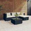 Set de muebles de jardín 5 pzas y cojines ratán sintético negro