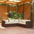 Set muebles de jardín 5 piezas y cojines ratán sintético