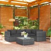 Set de muebles de jardín 5 pzas y cojines ratán sintético gris