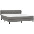 Cama box spring con colchón tela gris oscuro 160x200