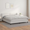 Cama box spring con colchón cuero sintético blanco 180x200 cm