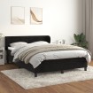 Cama box spring con colchón terciopelo negro 140x200 cm