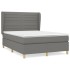 Cama box spring con colchón tela gris oscuro 140x200