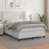 Cama box spring con colchón cuero sintético blanco