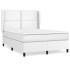 Cama box spring con colchón cuero sintético blanco 140x190