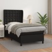 Cama box spring con colchón cuero sintético negro 100x200 cm