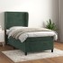 Cama box spring con colchón terciopelo verde oscuro 100x200