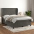 Cama box spring con colchón terciopelo gris oscuro 140x190