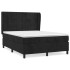 Cama box spring con colchón terciopelo negro 140x190